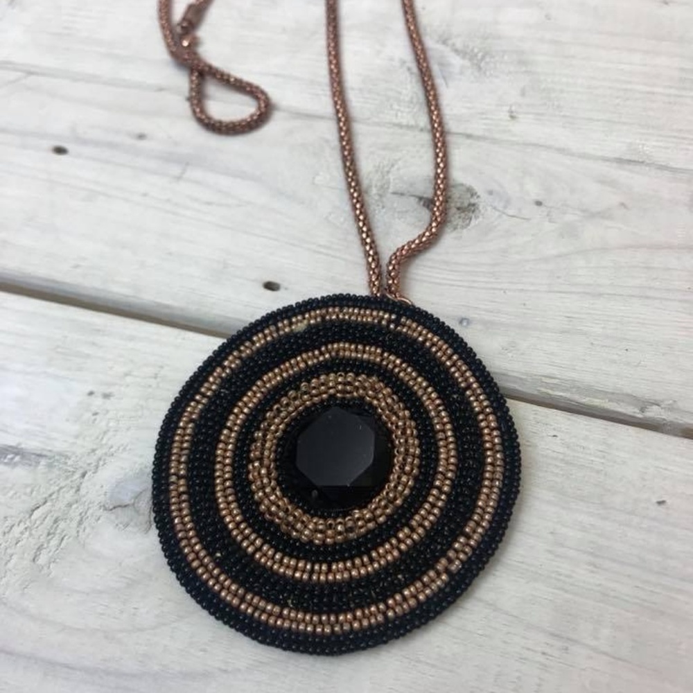 Black and Gold Circle Necklace